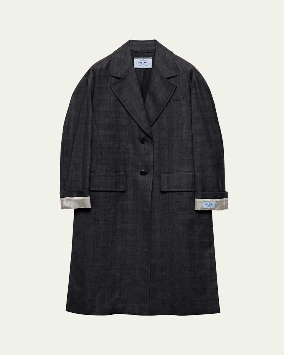 Fantasia 130S Plaid Oversized Wool Overcoat